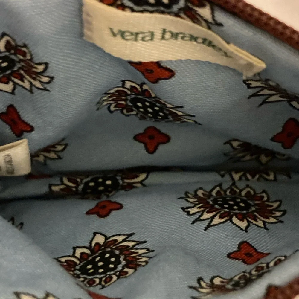 Vera Bradley Floral Zip Coin Purse with Strap - Brown, White & Blue Accents - Picture 2 of 3